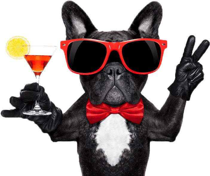 Ultimate Happy Hour - French Bulldog Party (774x619), Png Download