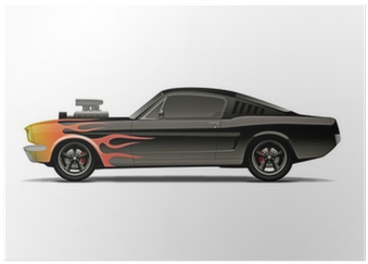 Castomized Muscle Car With Supercharger And Flames - Muscle Car (400x400), Png Download