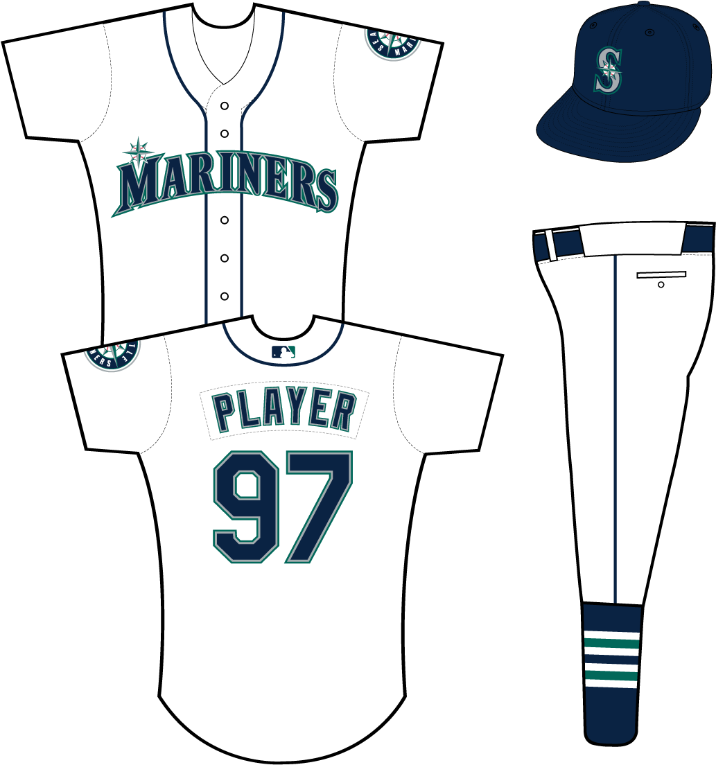 Seattle Mariners - Seattle Mariners Home Uniforms (1200x1200), Png Download