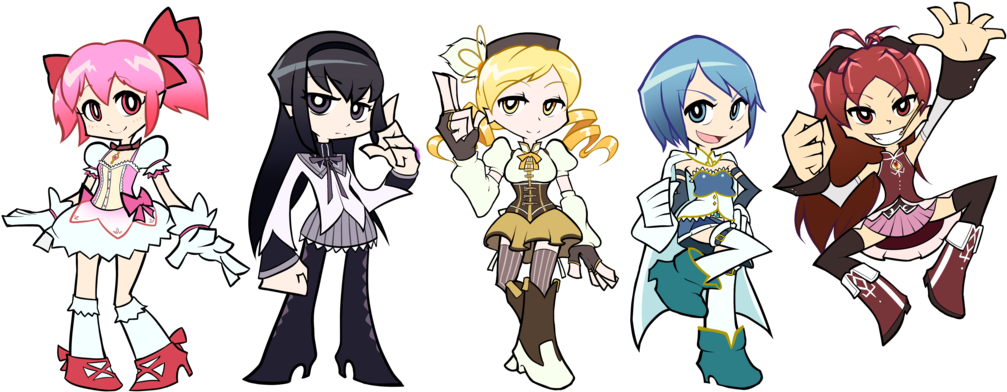 Homura Akemi Kyōko Sakura Cartoon Vertebrate Anime - Panty And Stocking Madoka (1024x408), Png Download