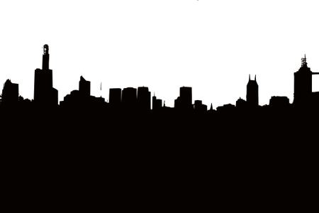 Svg Black And White Download Wallpaper Gotham City - City Skyline Silhouette (450x300), Png Download