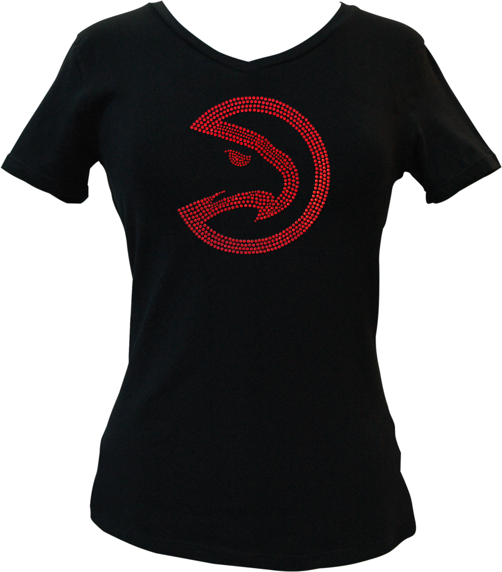 Official Atlanta Hawks Rhinestone V-neck Tee - T-shirt (1057x1280), Png Download