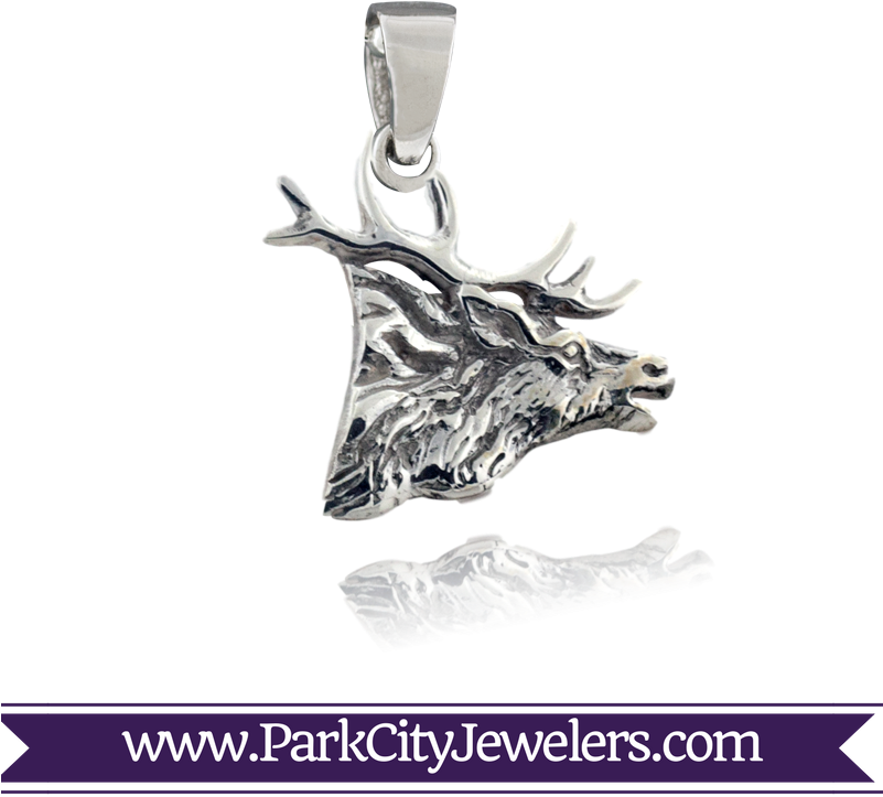 Sterling Silver Elk Head Pendant - Snowflake Necklace Gold Diamond (800x800), Png Download