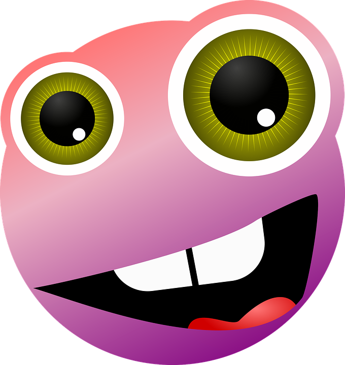 Smiley, Graphic, Crazy, Color, Face, Big Eyes - Smiley Fou (680x720), Png Download