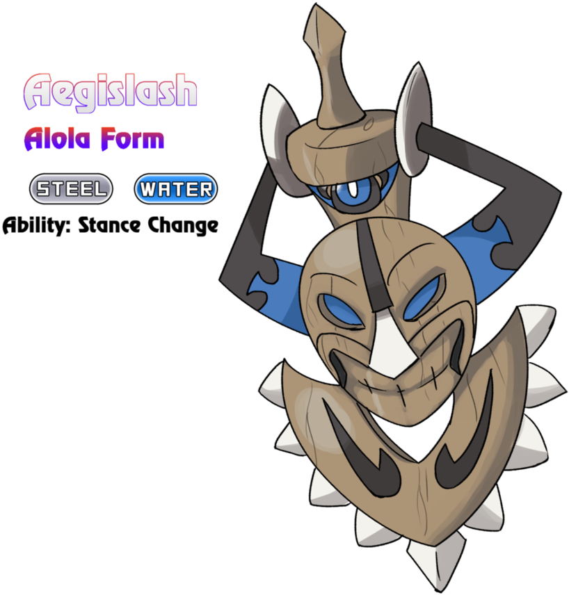 Aegislash Alola Form - Pokemon Formas Alola Fanart (907x880), Png Download