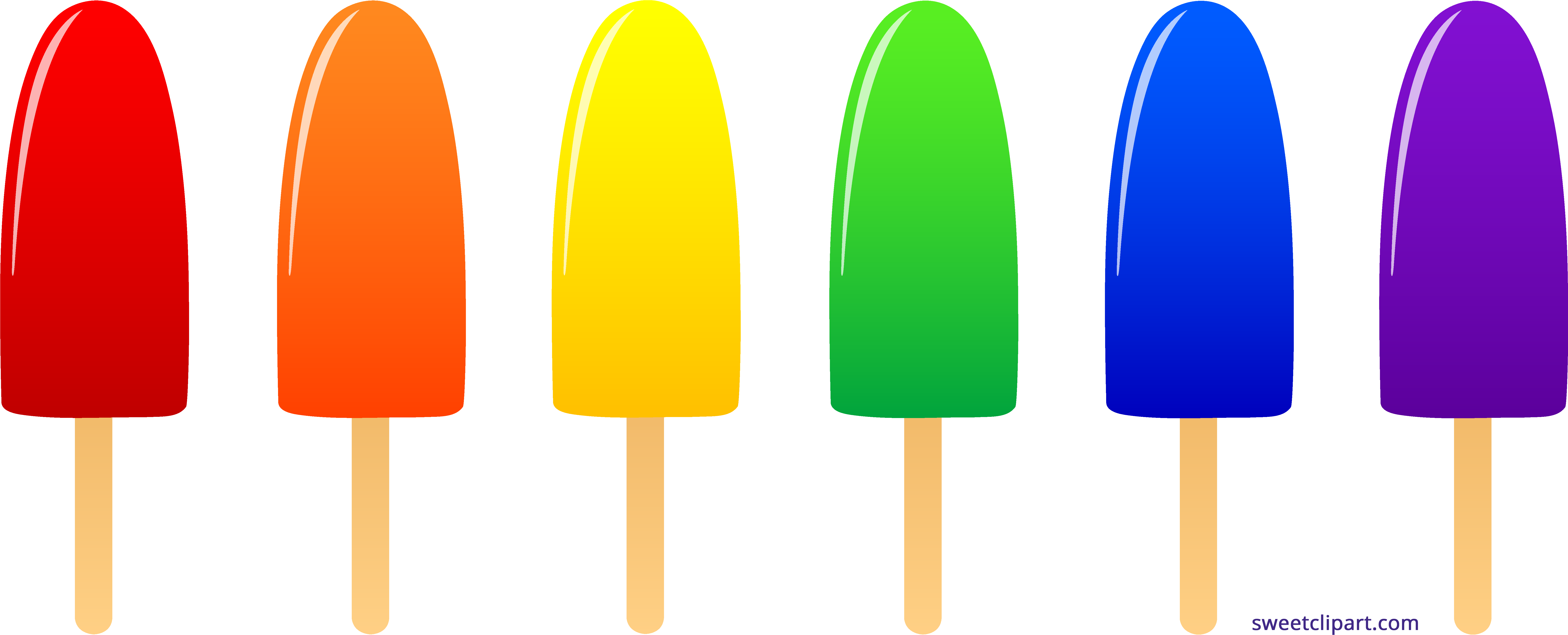Popsicles Rainbow Clipart Sweet - Popsicles Clipart Png (7963x3280), Png Download