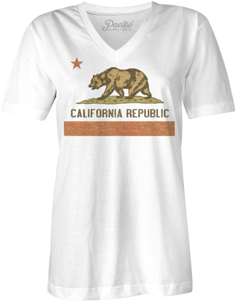 California Flag Multi Color Girl's V-neck Tee - California Grunge Style Flag (600x600), Png Download