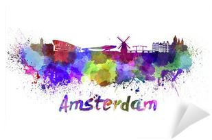 Art Print: Paulrommer's Amsterdam Skyline In Watercolor, (400x400), Png Download
