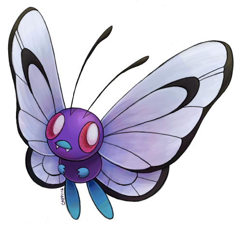 Pokécember Day - Butterfree Art (500x465), Png Download