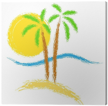 Cuadro En Lienzo Palmeras Tropicales En La Isla Con - Palmeras Tropicales Vector (400x400), Png Download