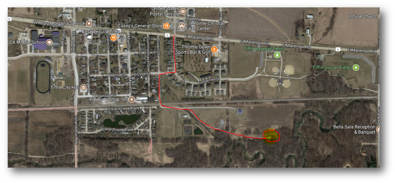 Located On Brown Street South Of The Railroad Tracks - Aerial Photography (1286x602), Png Download