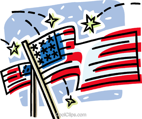 American Flags Royalty Free Vector Clip Art Illustration - 4th Of July Military (480x404), Png Download