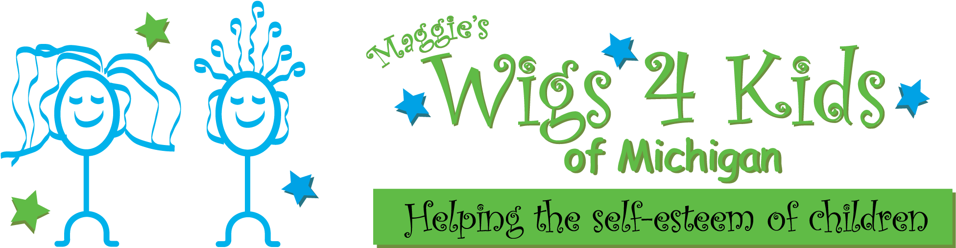 Maggie's Wigs 4 Kids Of Michigan - Wigs 4 Kids Maggie Logo (2026x581), Png Download