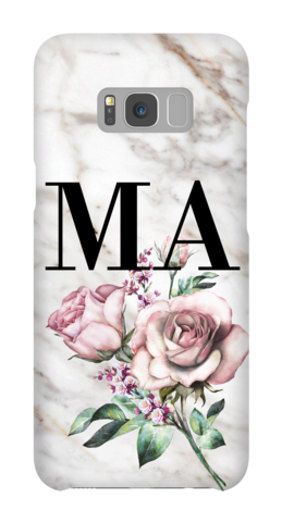 Personalised Floral Rose X Marble Initials Samsung - Samsung Galaxy S9+ (480x480), Png Download