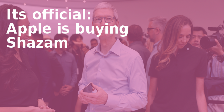 Apple Is Buying Shazam - Tim Cook Partner (714x357), Png Download