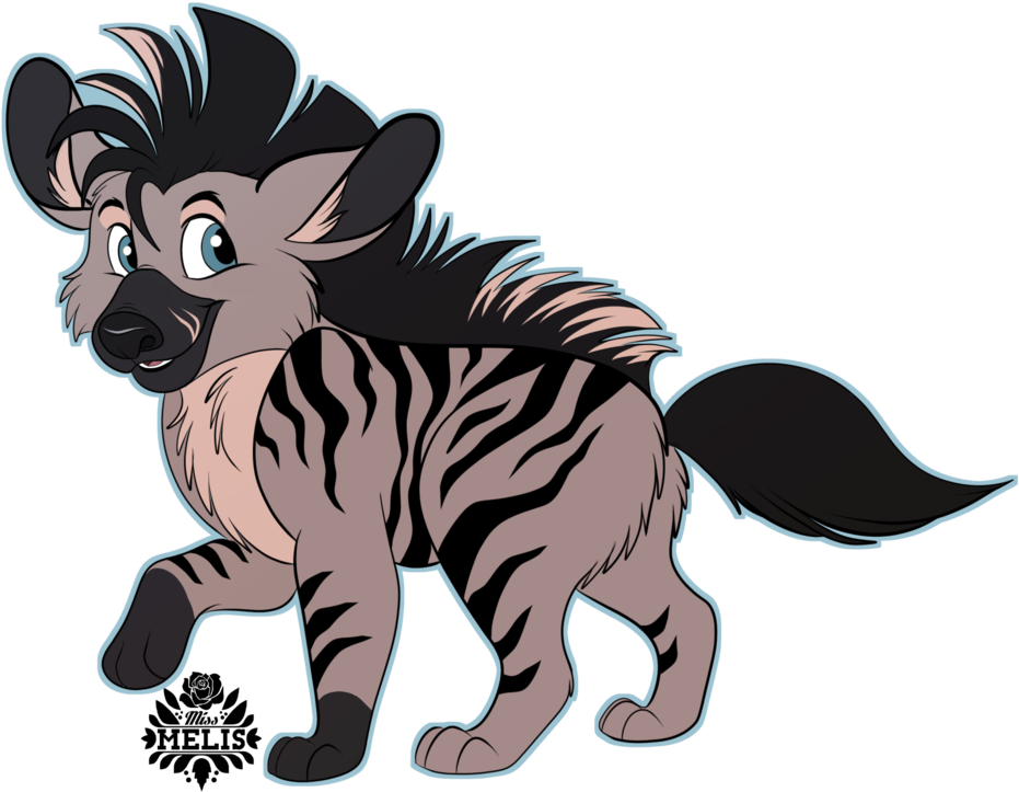 Striped Hyena Pup By Miss - Hyena Pup Drawing (1024x781), Png Download