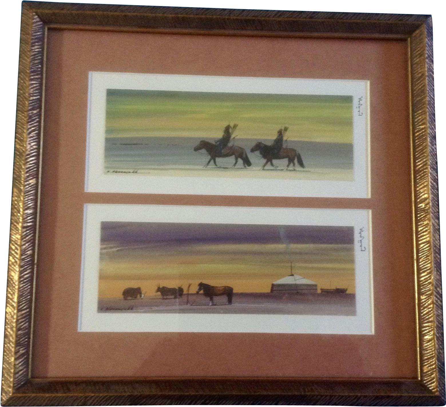 Narausukh Mongolian Watercolor Painting Works On Paper - Watercolor Painting (1558x1558), Png Download