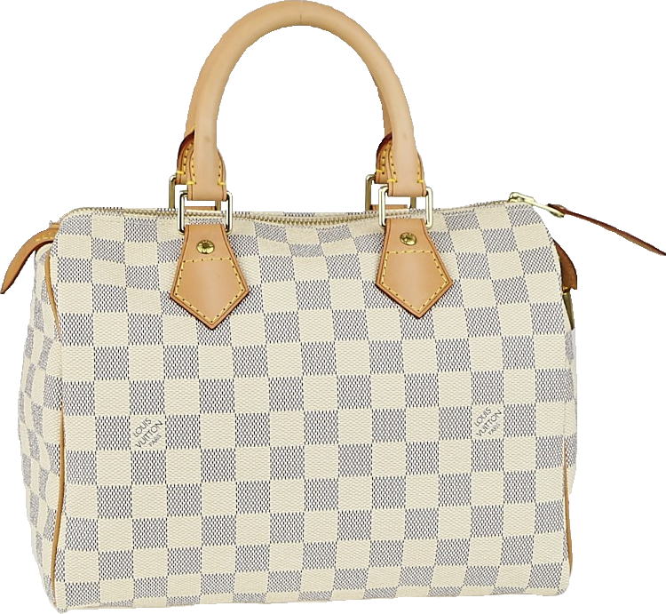 Louis Vuitton Speedy Damier Azur 25 Cream/blue - Louis Vuitton Azur Damier Canvas Speedy 25 Bag (750x691), Png Download