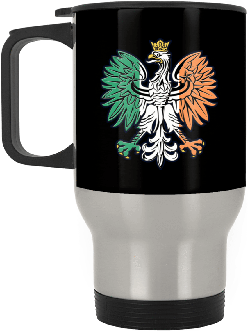 Irish Flag Polish Eagle Silver Stainless Travel Mug - Polish (1155x1155), Png Download