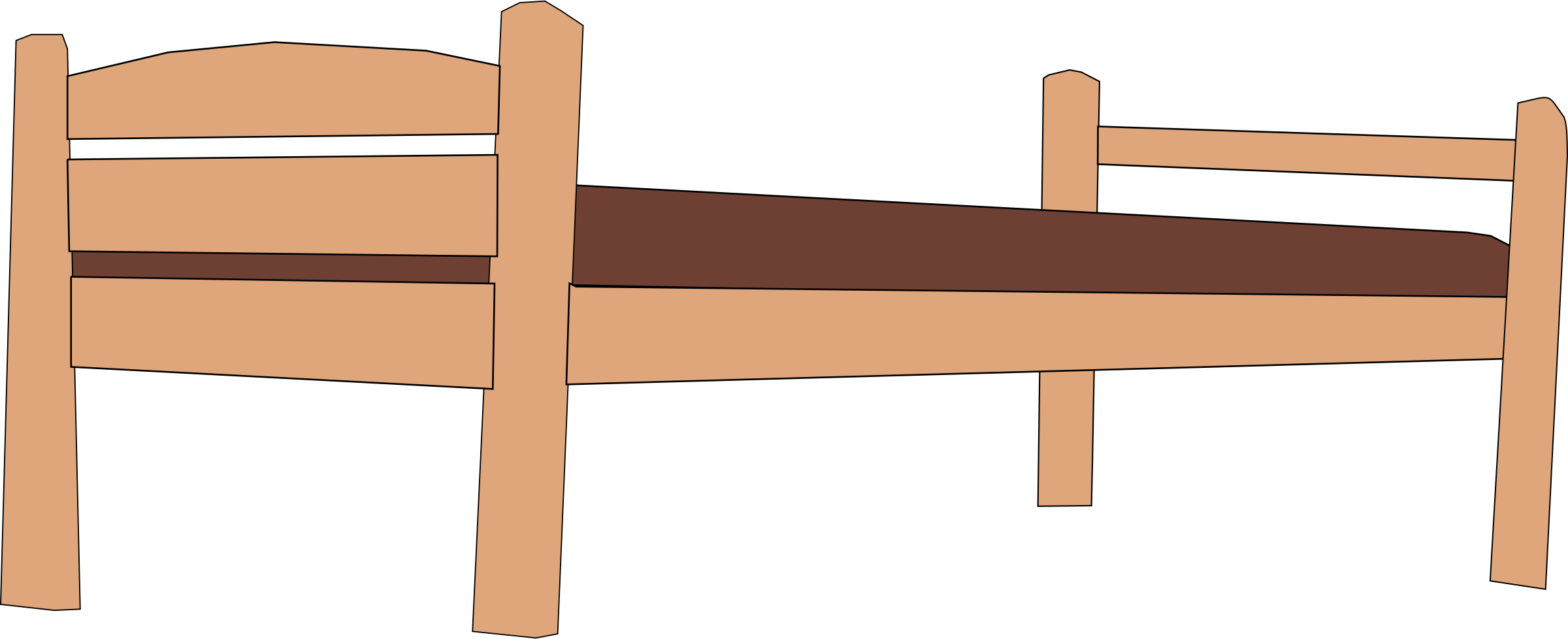 Big Image - Wood Bed Clip Art (2400x978), Png Download