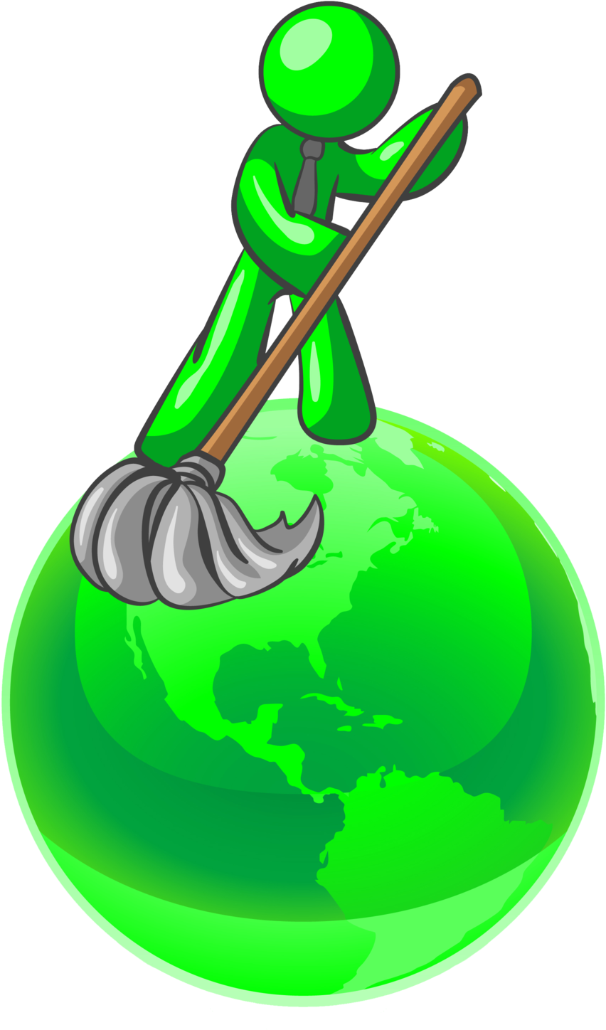 Banner Black And White Environment Crazywidow Info - Green Cleaning Man (1236x1650), Png Download