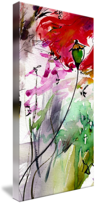 "intuitive Modern Floral Poppy Pods " By Ginette Callaway, - Gallery-wrapped Canvas Art Print 5 X 10 Entitled Modern (305x650), Png Download
