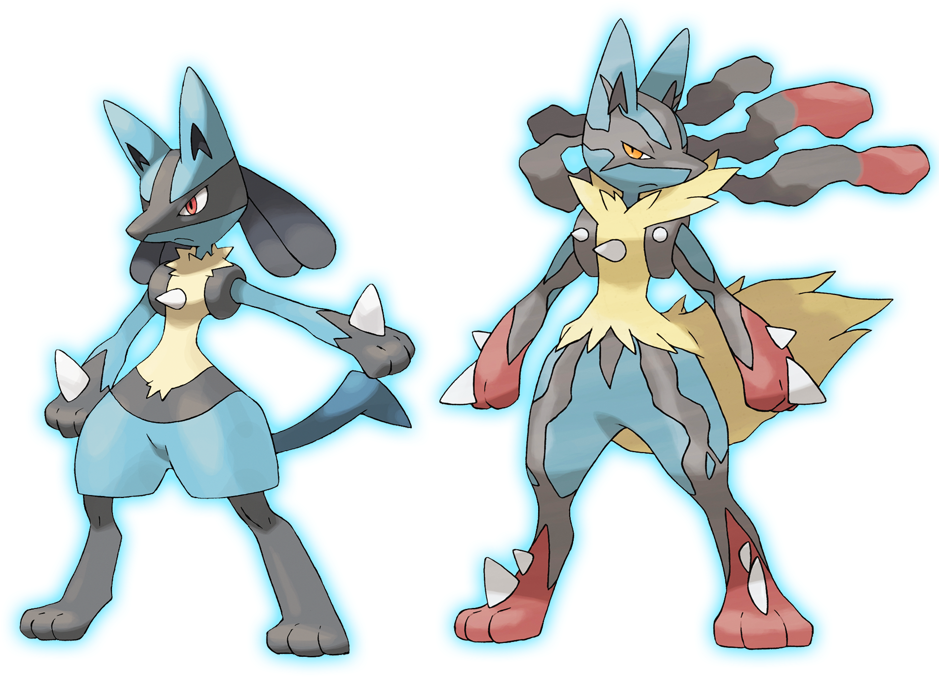Lucario & Mega Lucario (right) - Pokemon Drawings Mega Lucario (1920x1401), Png Download