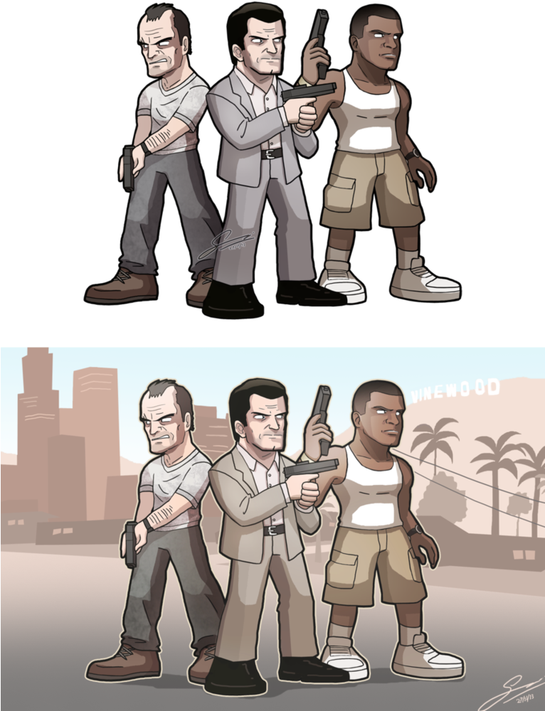 Gtav Trevor Michael And Franklin By Sandikarakhim - Trevor Gta V Cartoon (765x1044), Png Download