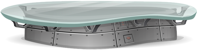 Table Glass Metal Grey Futuristic Modern I - Futuristic Desk Png (680x340), Png Download