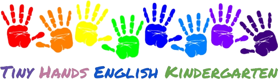 Tiny Hands English Kindergarten Logo - Handprints Clipart (1000x402), Png Download
