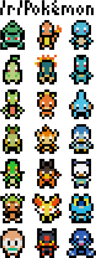 Starter Pixel Art Pixel Art, Discovery, Starters - Pokemon Pixel Art Starters (440x1080), Png Download