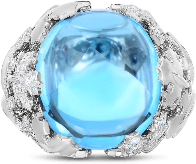 Roberto Coin Garden 18k White Gold Cabachon Ring - Opal (1600x1600), Png Download