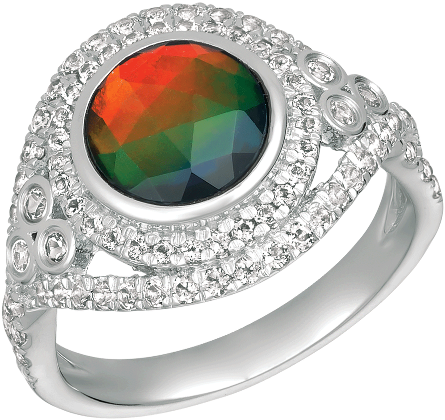 925 Sterling Silver Round Halo Topaz Ivana Ring By - Opal (1280x1280), Png Download