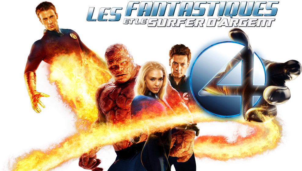 Fantastic 4 Png Png Black And White - Les 4 Fantastiques :: Et Le Surfer D''argent :: Dvd (1000x562), Png Download