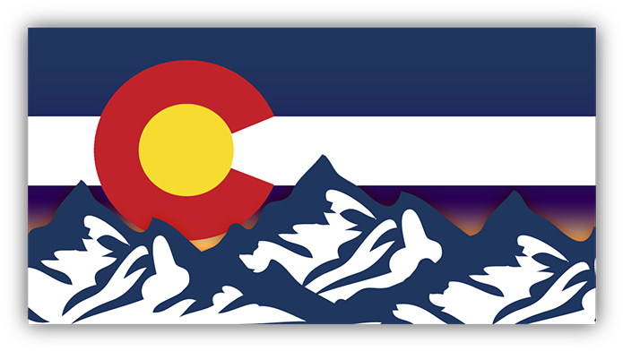 Colorado Flag Mountains Sunset Bumper Sticker - Colorado (720x720), Png Download