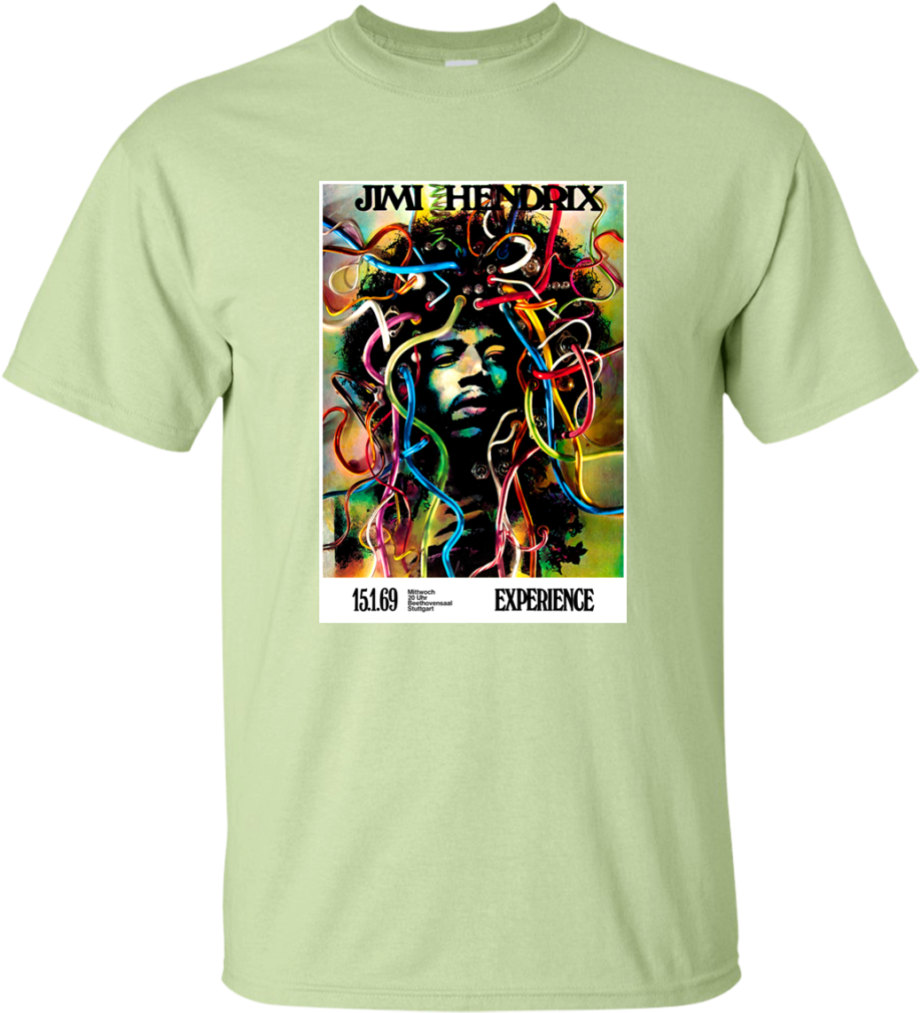 Jimi Hendrix Retro G200 Gildan Ultra Cotton T - Jimi Hendrix Stuttgart Germany Original Poster - 2 (1155x1155), Png Download
