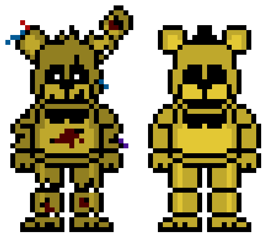 Golden Freddy And Springtrap - Freddy Pixel Art (670x540), Png Download