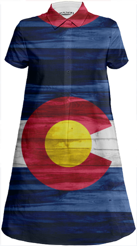 Wood Colorado Flag Shirt Dress $98 - Skjorte Kjole Med Blomsterprint (400x521), Png Download