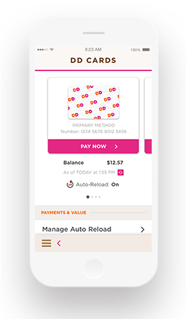 A Mobile Phone With The Dunkin' Donuts Mobile App Open - Mobile Phone (265x468), Png Download
