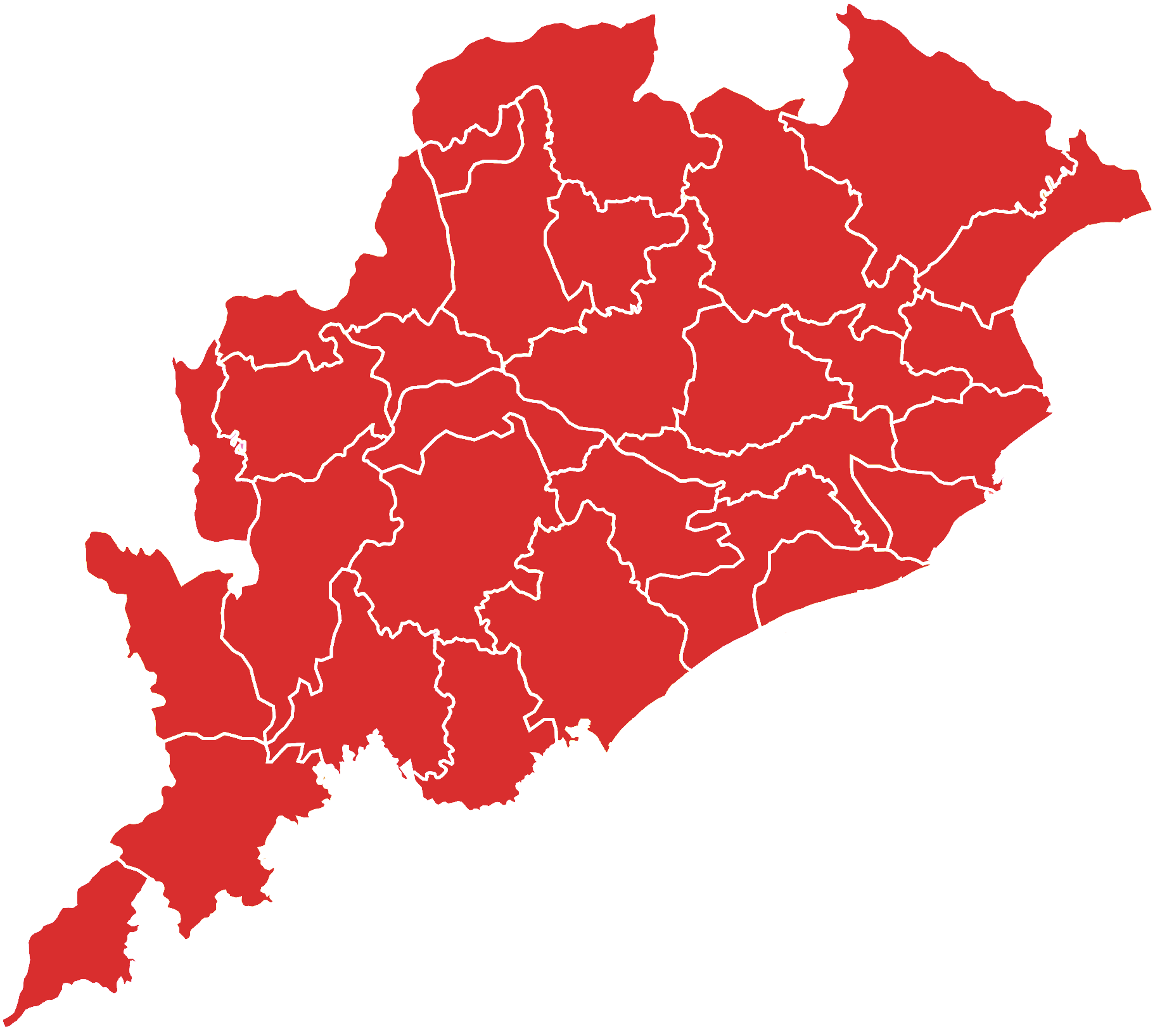 Orissa Districts Blank Red - Orissa District Map (1823x1635), Png Download