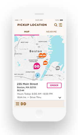 A Mobile Phone With The Dunkin' Donuts Mobile App Open - Mobile Phone (265x468), Png Download