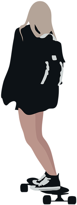 Girl With Skateboard From Toffu - Skateboard Girl Png (396x792), Png Download