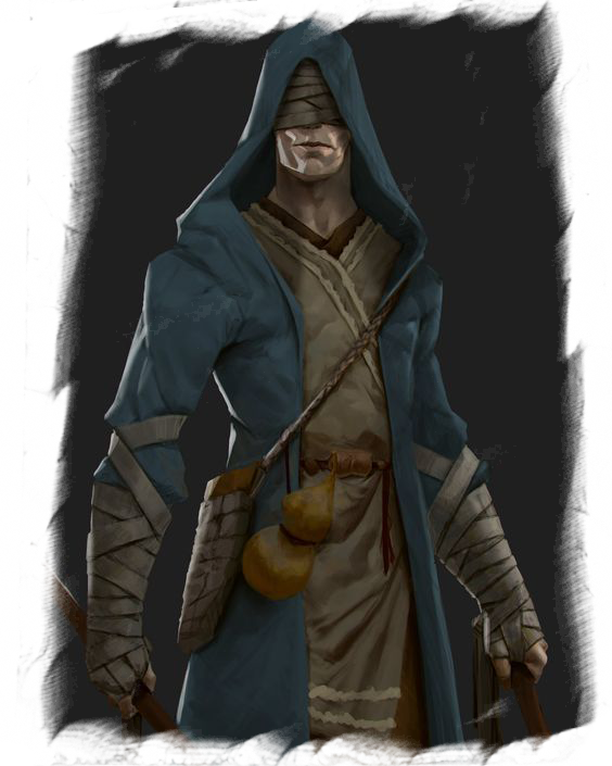 As We Approached The Altar, We Saw A Hooded Monk Facing - Blind Monk Dnd (564x705), Png Download