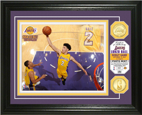 Los Angeles Lakers Lonzo Ball Nba Debut Minted Coin - Los Angeles Lakers Highland Mint Lonzo Ball Nba Debut (500x667), Png Download