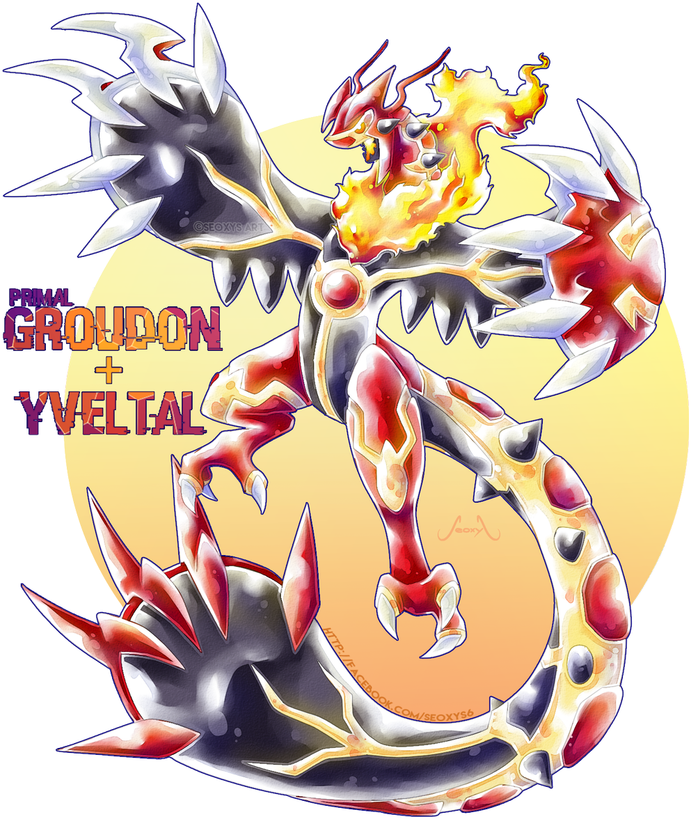Seoxys On Twitter - Groudon Yveltal (1020x1200), Png Download