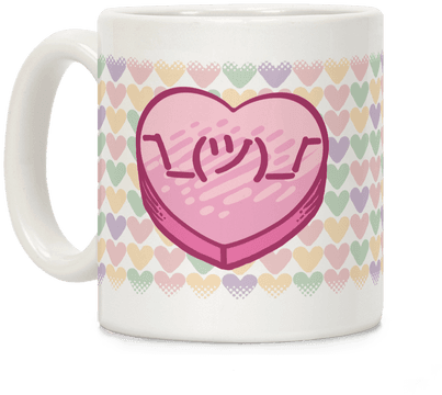 Shrug Emoticon Conversation Heart Coffee Mug - Generic Shrug Emoticon Conversation Heart White (484x484), Png Download