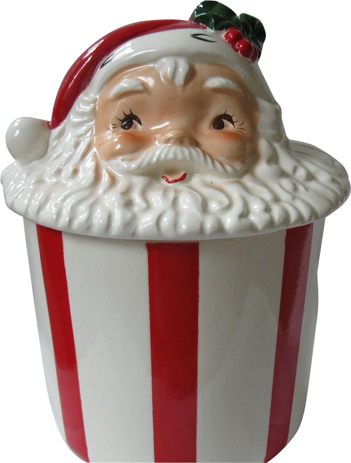 Rare, Vintage Lefton Santa Face Candy Striped Cookie - Cookie Jar (1536x1536), Png Download