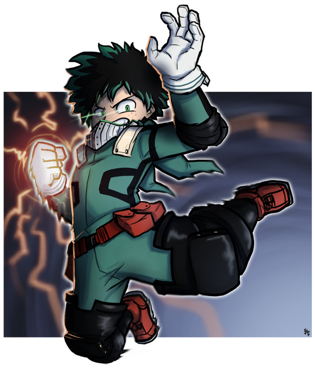 Midoriya - Izuku Midoriya En Action (630x726), Png Download
