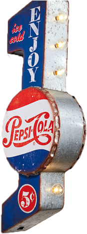 Nostalgic Retro Metal Pepsi Cola Led Glowing Lighted (650x650), Png Download