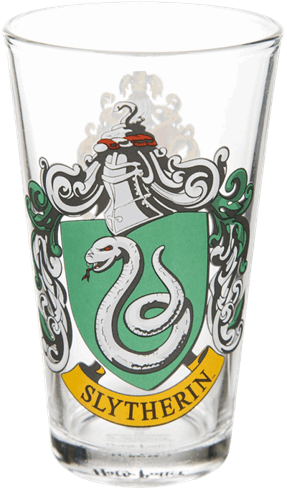 Harry Potter Slytherin Crest Large Glass (600x600), Png Download